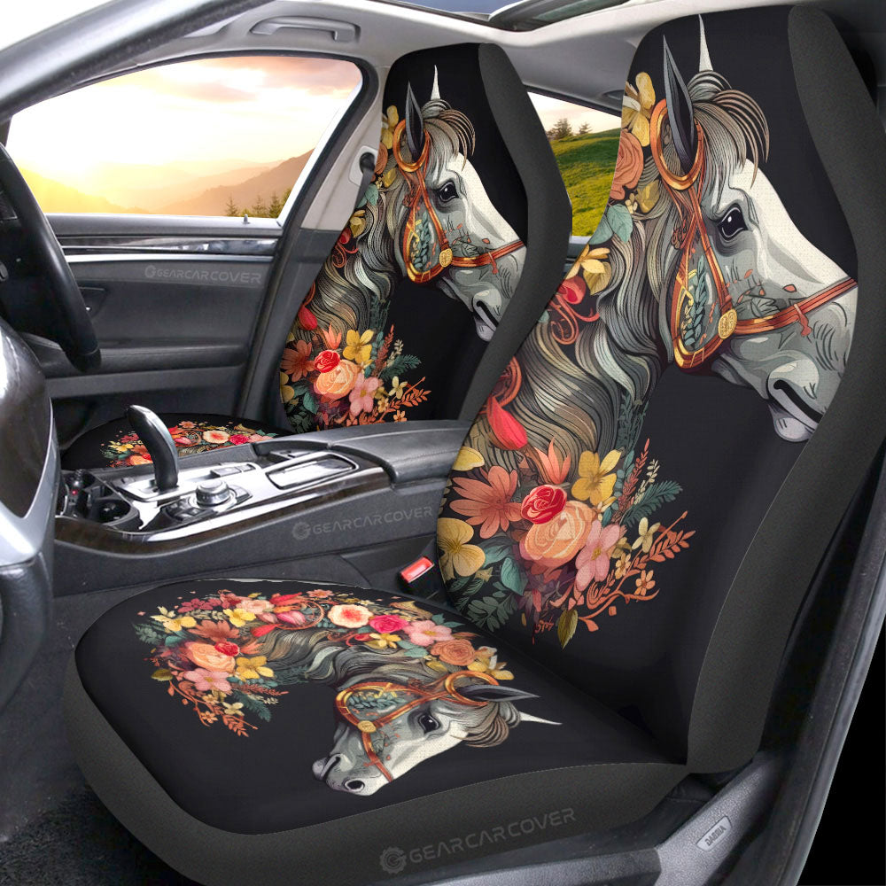 Horse Floral Car Seat Covers Custom Car Accessories - Gearcarcover - 1