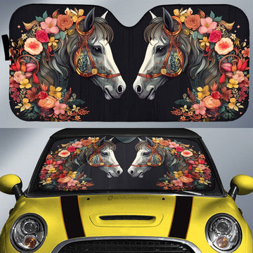 Horse Floral Car Sunshade Custom Car Accessories - Gearcarcover - 1