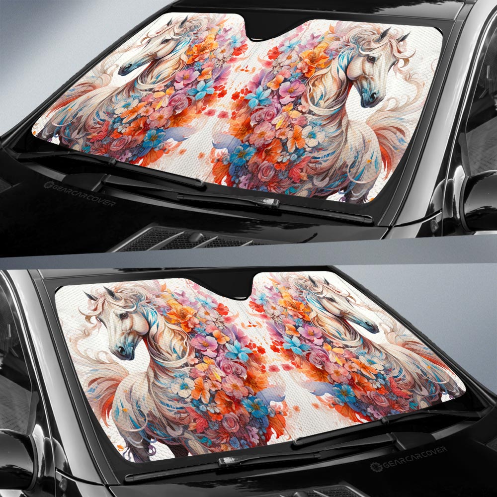 Horse Floral Car Sunshade Custom Car Accessories - Gearcarcover - 2