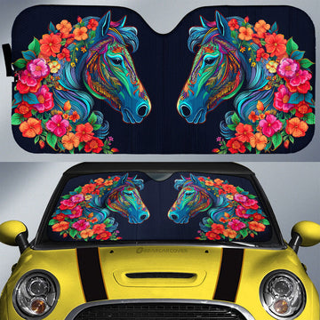 Horse Floral Car Sunshade Custom Car Accessories - Gearcarcover - 1