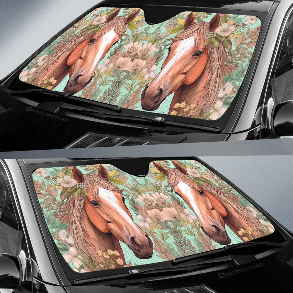 Horse Floral Car Sunshade Custom Car Accessories - Gearcarcover - 2