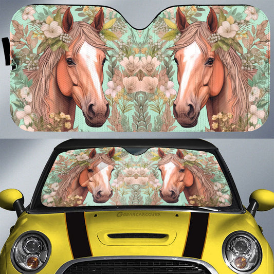 Horse Floral Car Sunshade Custom Car Accessories - Gearcarcover - 1
