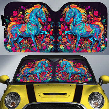 Horse Floral Car Sunshade Custom Car Accessories - Gearcarcover - 1