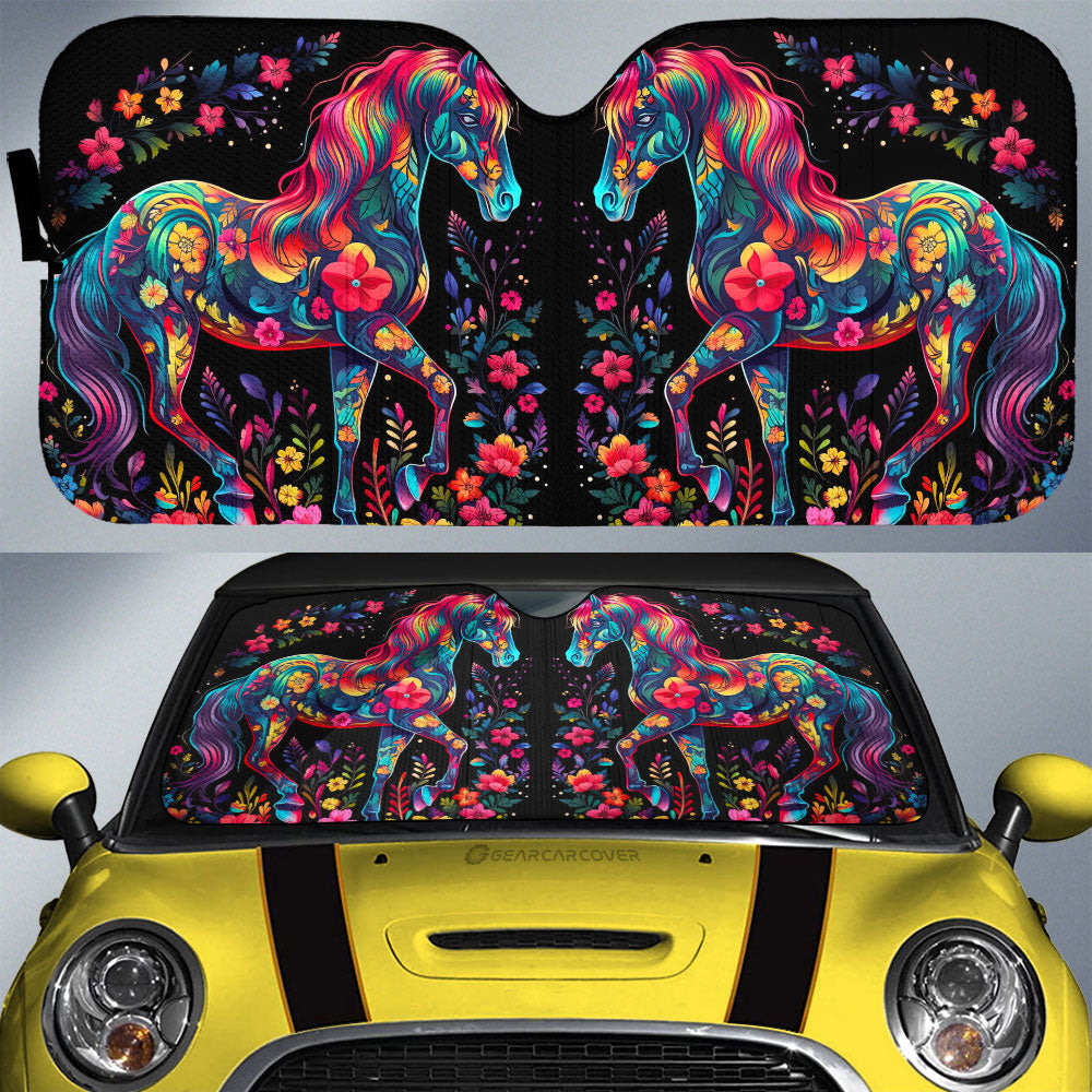 Horse Floral Car Sunshade Custom Car Accessories - Gearcarcover - 1