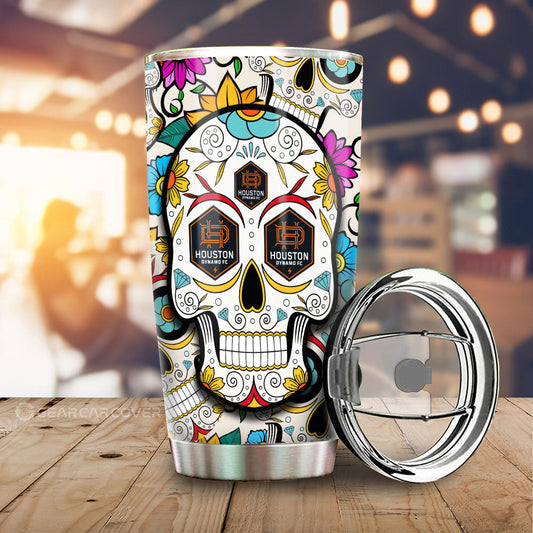 Houston Dynamo FC Tumbler Cup Custom Sugar Skull Car Accessories - Gearcarcover - 1