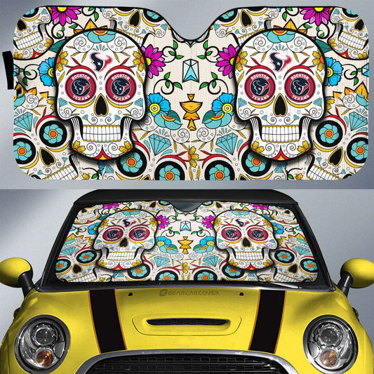 Houston Texans Car Sunshade Custom Sugar Skull Car Accessories - Gearcarcover - 1