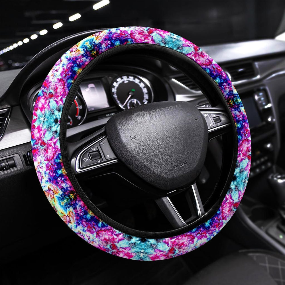 Ice Tie Dye Steering Wheel Covers Custom Hippie Tie Dye Hippie Car Accessories - Gearcarcover - 1