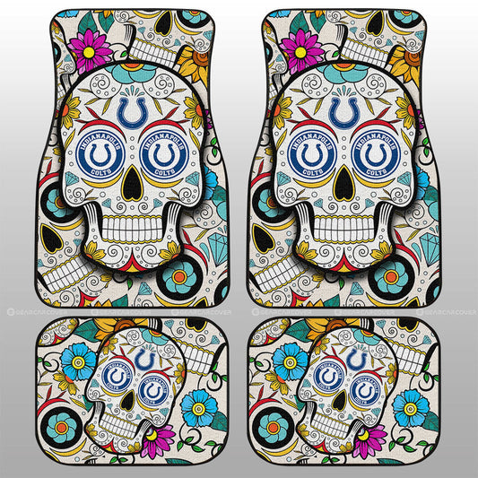 Indianapolis Colts Car Floor Mats Custom Sugar Skull Car Accessories - Gearcarcover - 1