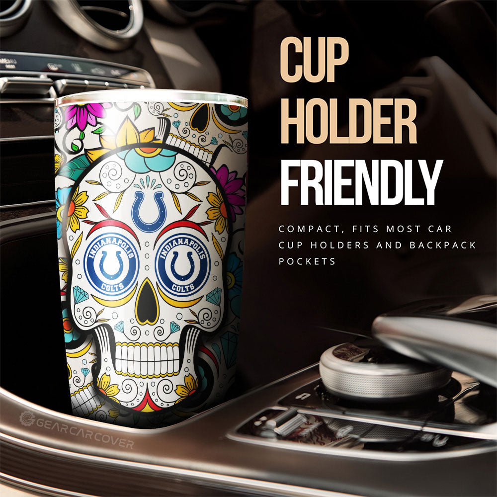 Indianapolis Colts Tumbler Cup Custom Sugar Skull Car Accessories - Gearcarcover - 3