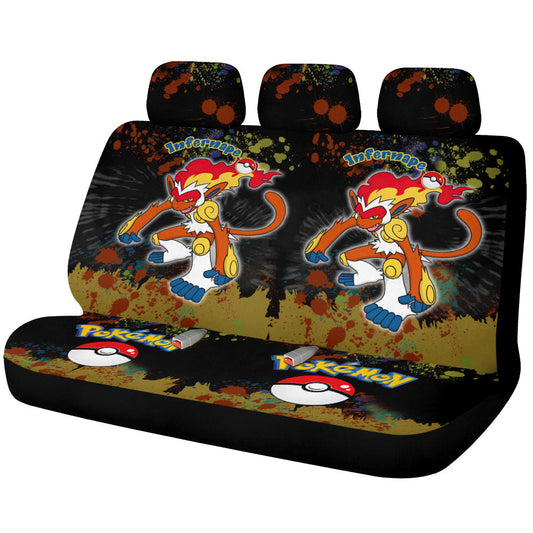 Infernape Car Back Seat Covers Custom Tie Dye Style Anime Car Accessories - Gearcarcover - 1