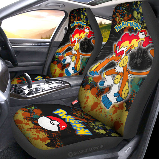 Infernape Car Seat Covers Custom Tie Dye Style Anime Car Accessories - Gearcarcover - 2