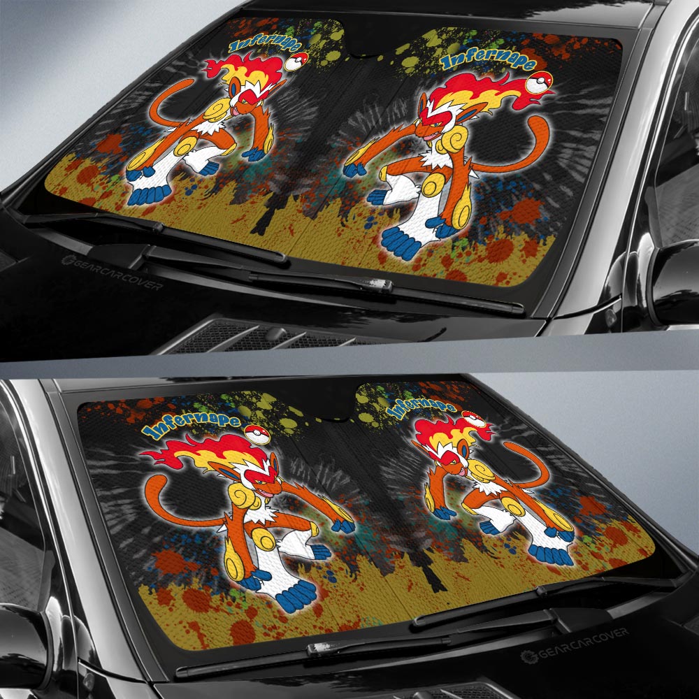 Infernape Car Sunshade Custom Tie Dye Style Anime Car Accessories - Gearcarcover - 2