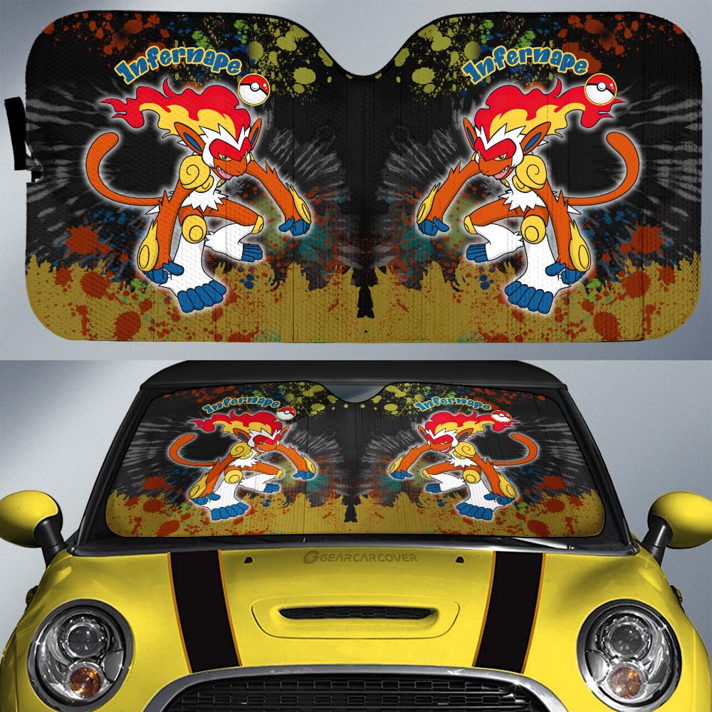 Infernape Car Sunshade Custom Tie Dye Style Anime Car Accessories - Gearcarcover - 1