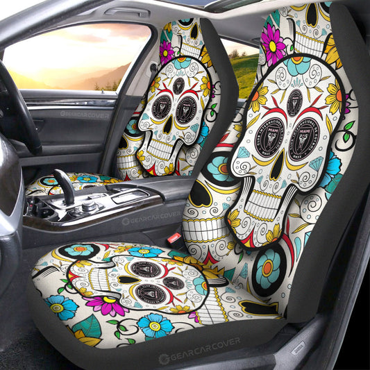 Inter Miami CF Car Seat Covers Custom Sugar Skull Car Accessories - Gearcarcover - 1