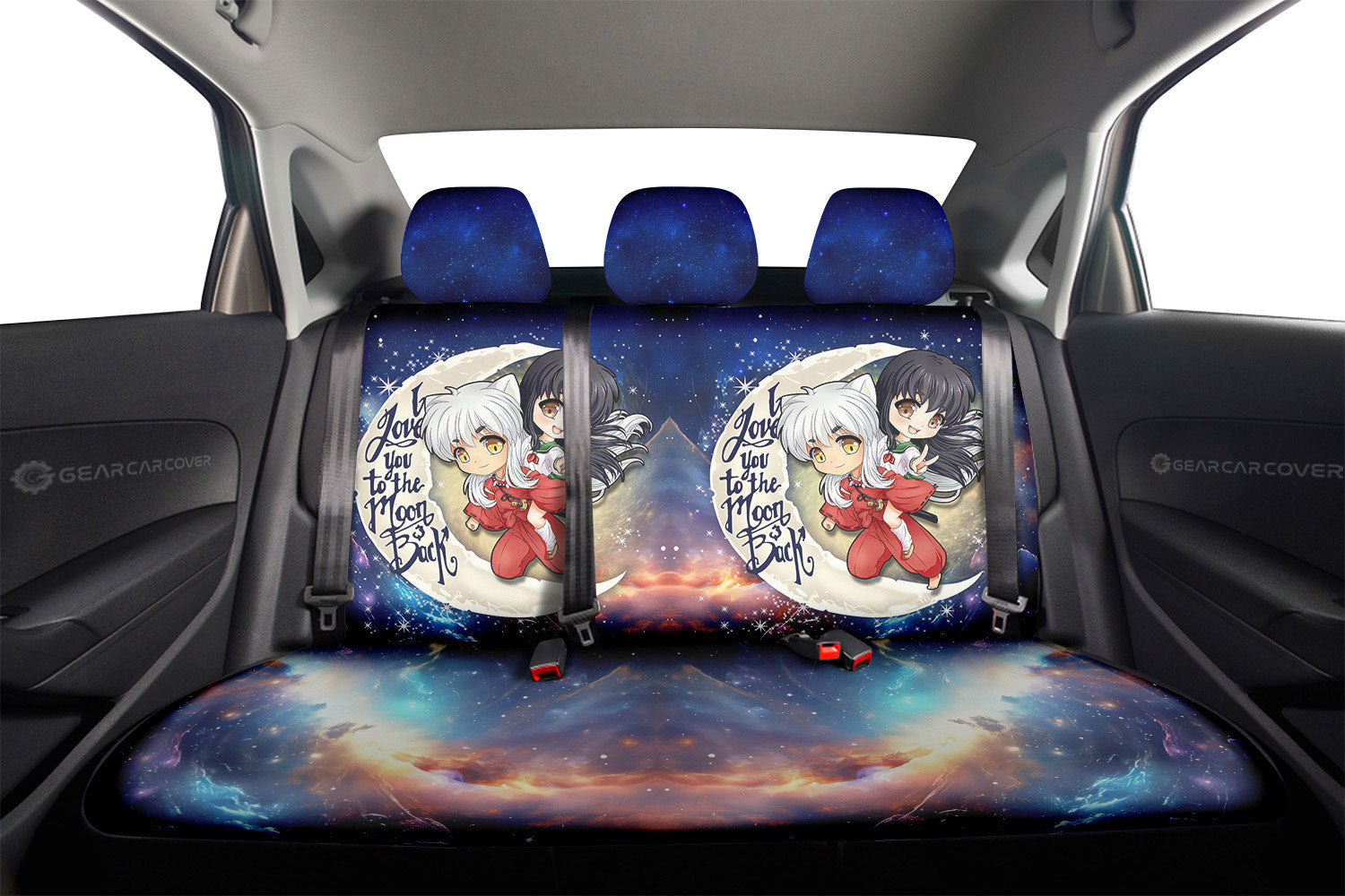 InuYasha And Kagome Car Back Seat Covers Custom Car Accessories - Gearcarcover - 2
