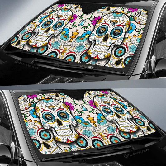 Jacksonville Jaguars Car Sunshade Custom Sugar Skull Car Accessories - Gearcarcover - 2