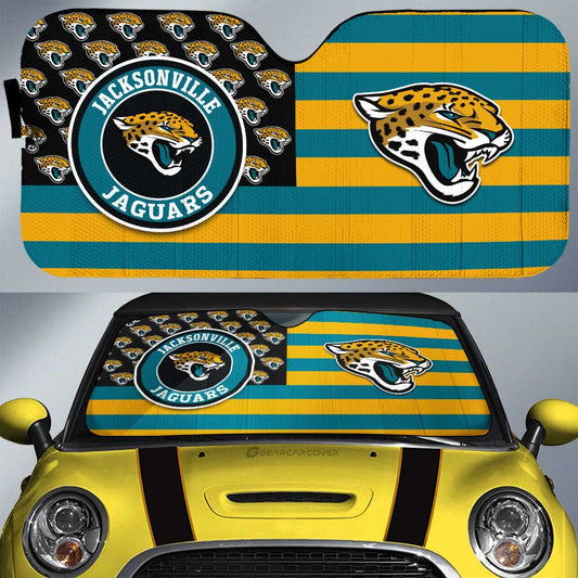 Jacksonville Jaguars Car Sunshade Custom US Flag Style - Gearcarcover - 1