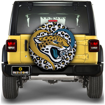 Jacksonville Jaguars Spare Tire Cover Custom Leopard Heart For Fans - Gearcarcover - 1