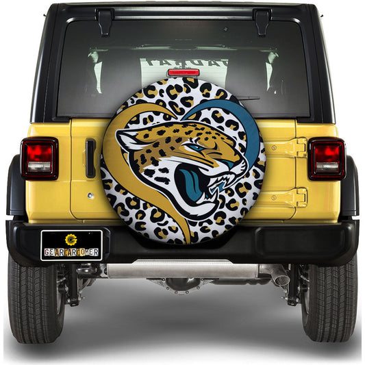 Jacksonville Jaguars Spare Tire Cover Custom Leopard Heart For Fans - Gearcarcover - 1