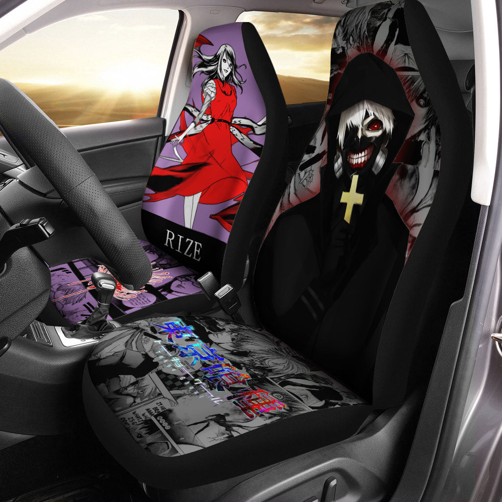 Kaneki Ken Rize Kamishiro Car Seat Covers Custom Anime Car Interior Accessories - Gearcarcover - 1