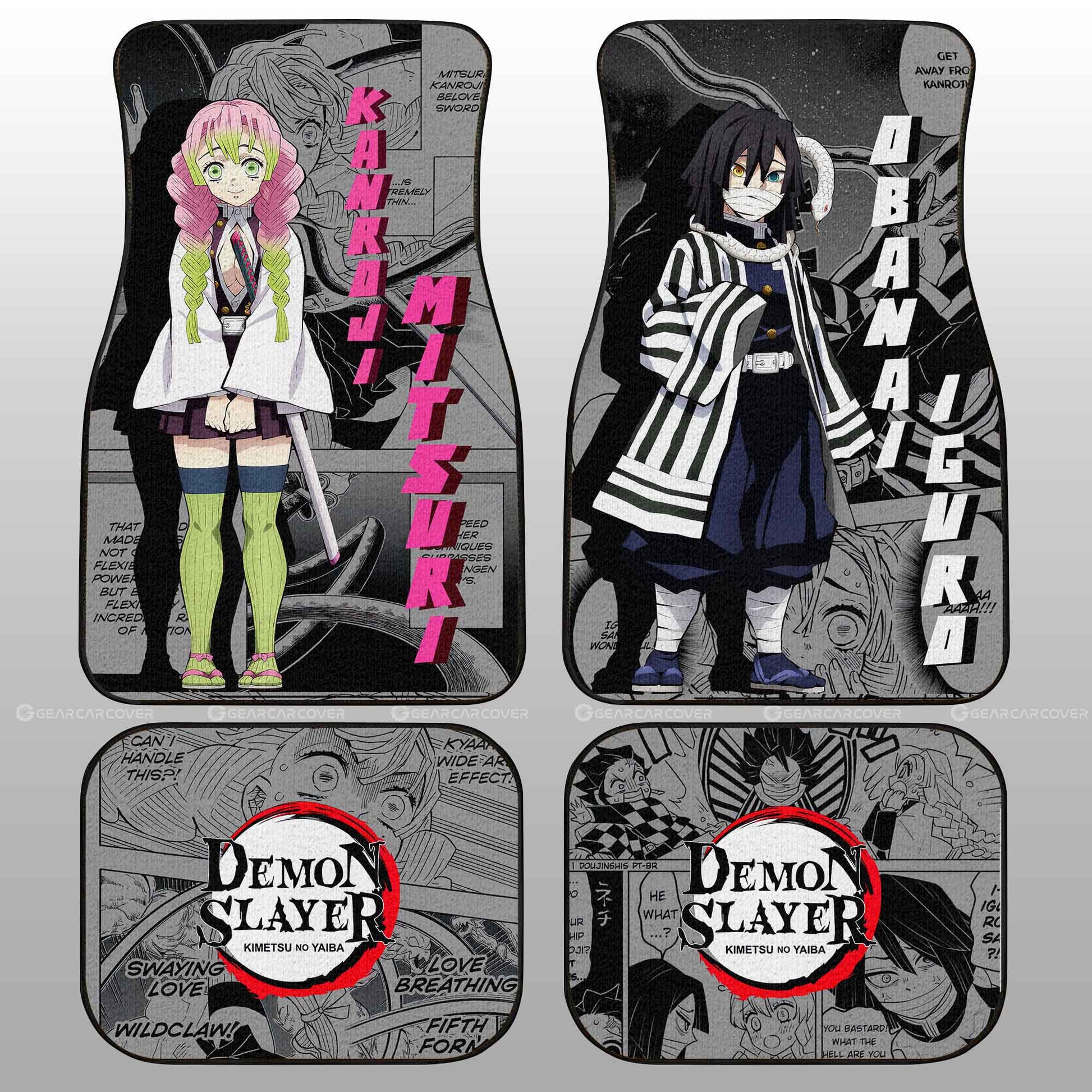 Kanroji And Obanai Car Floor Mats Custom Mix Mangas - Gearcarcover - 1