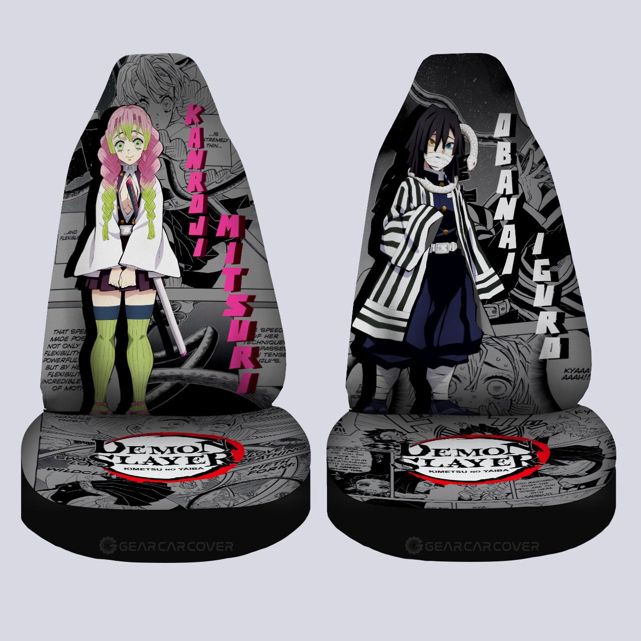 Kanroji And Obanai Car Seat Covers Custom Mix Mangas - Gearcarcover - 4