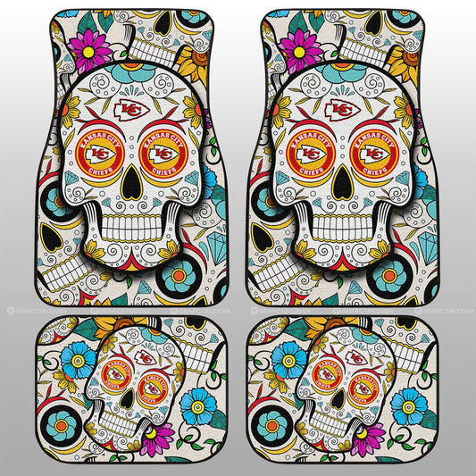 Kansas City Chiefs Car Floor Mats Custom Sugar Skull Car Accessories - Gearcarcover - 1