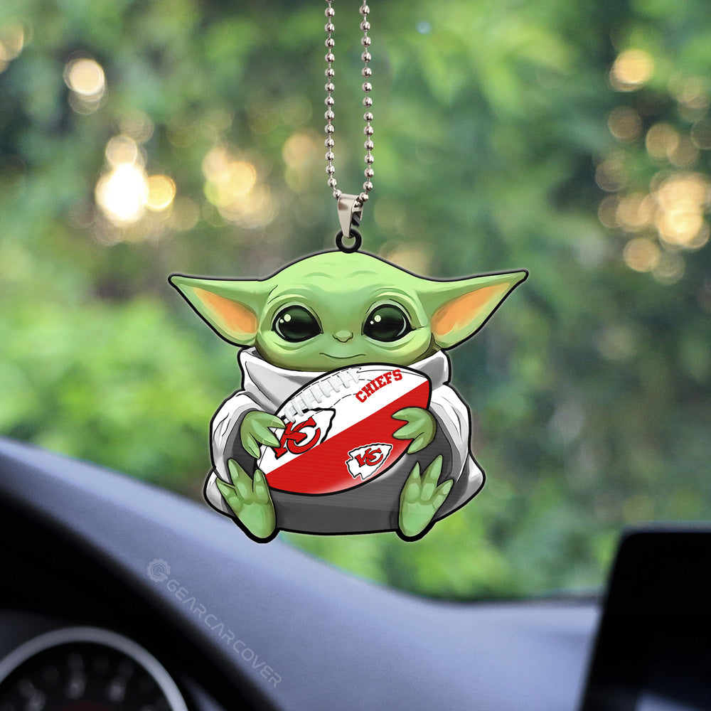 Kansas City Chiefs Ornament Baby Yoda Car Accessories - Gearcarcover - 2