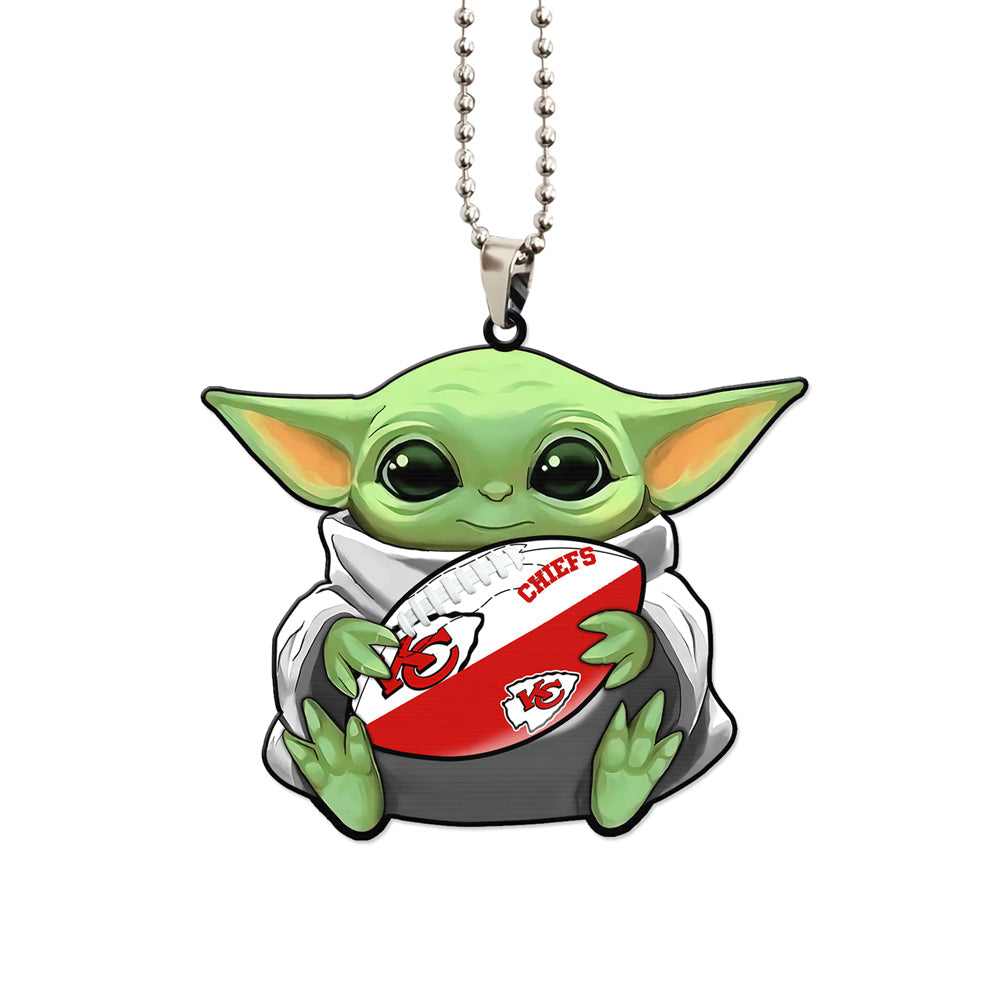 Kansas City Chiefs Ornament Baby Yoda Car Accessories - Gearcarcover - 1