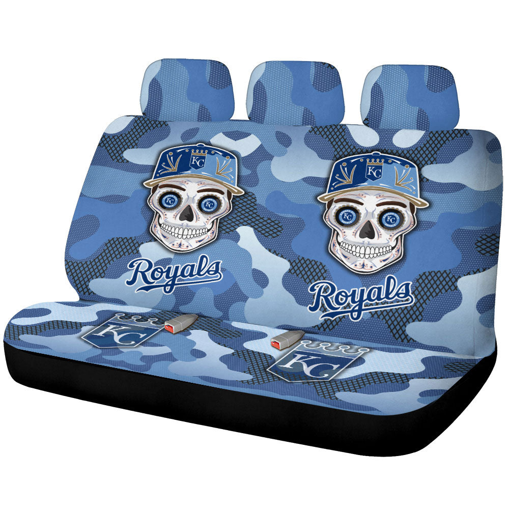 Kansas City Royals Car Back Seat Covers Skull Theme Collection - Gearcarcover - 1