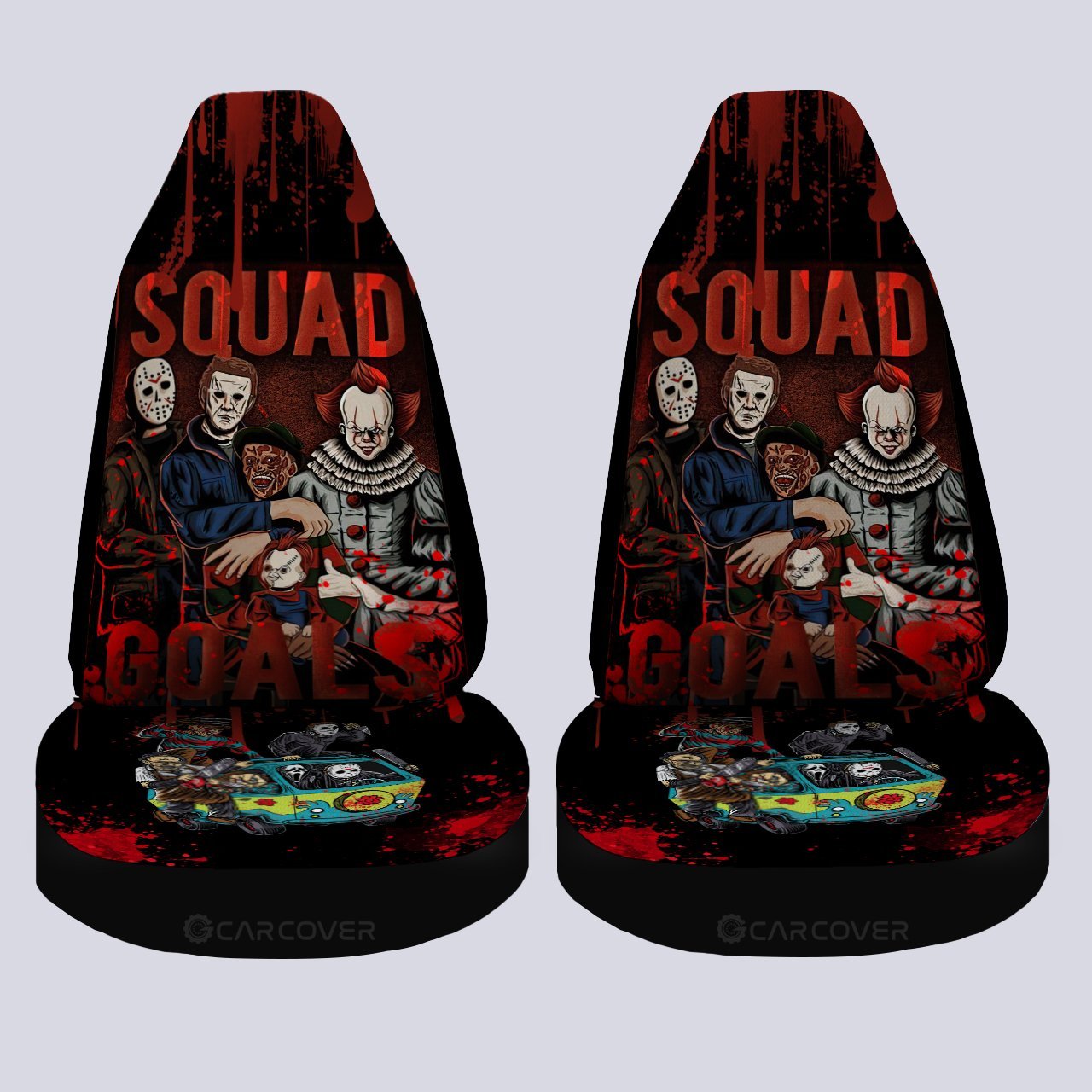 Killer Squad Horror Car Seat Covers Custom Halloween Car Interior Accessories - Gearcarcover - 4