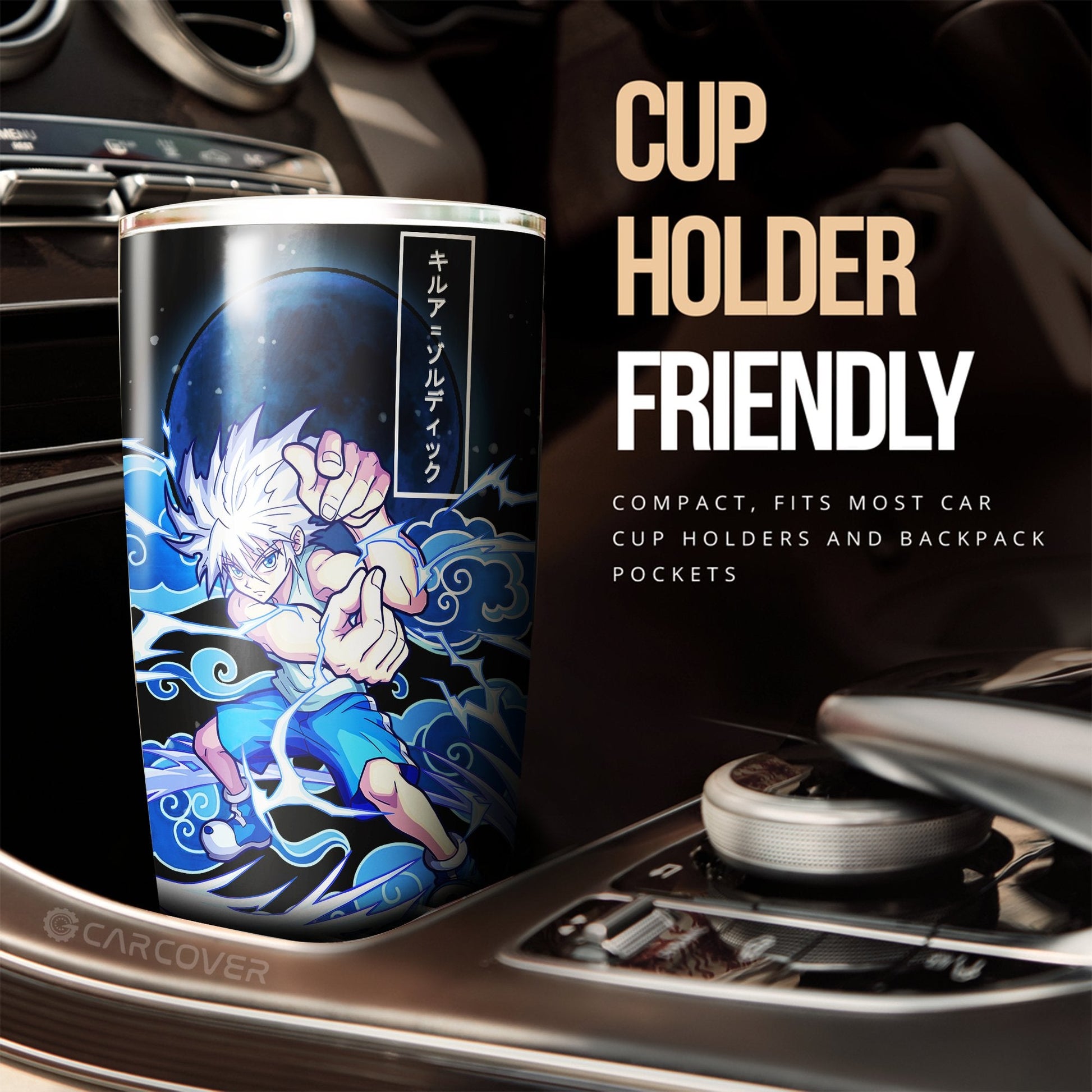 Killua Zoldyck Tumbler Cup Custom Anime Hunter x Hunter Car Interior Accessories - Gearcarcover - 2