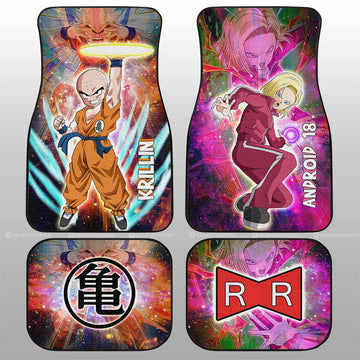 Krillin And Android 18 Car Floor Mats Custom Car Accessories - Gearcarcover - 1