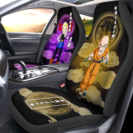 Krillin And Android 18 Car Seat Covers Custom Car Accessories - Gearcarcover - 2
