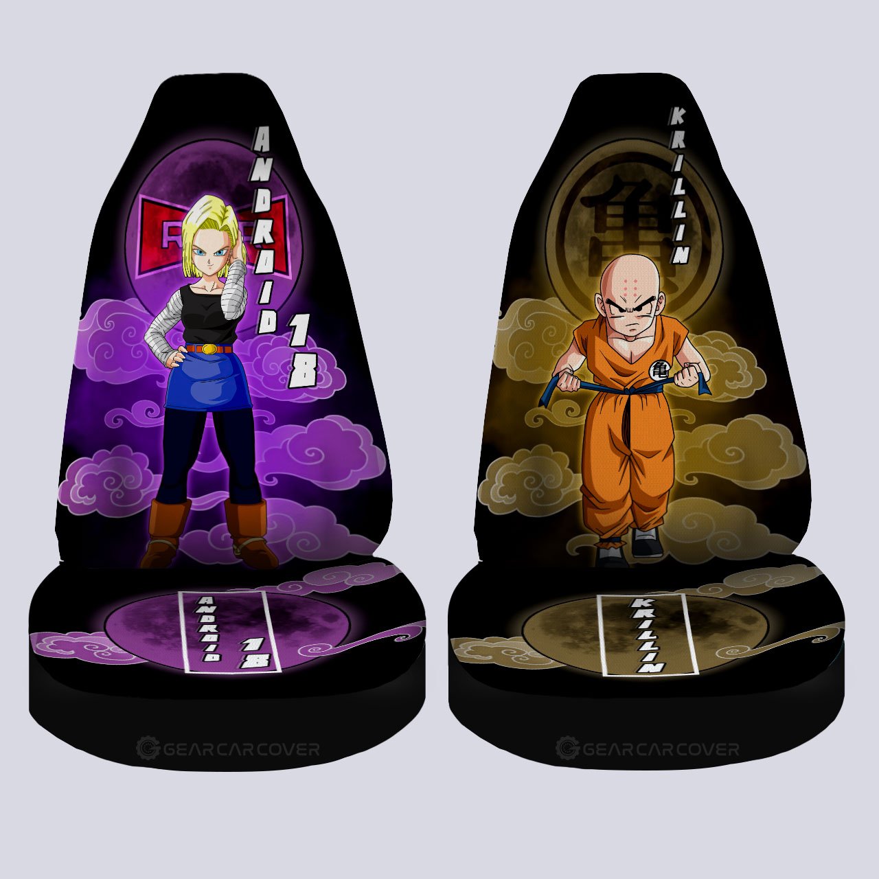 Krillin And Android 18 Car Seat Covers Custom Car Accessories - Gearcarcover - 4