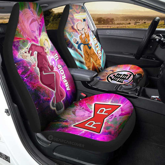 Krillin And Android 18 Car Seat Covers Custom Car Accessories - Gearcarcover - 2