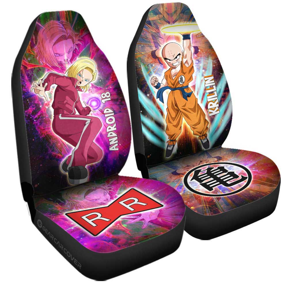 Krillin And Android 18 Car Seat Covers Custom Car Accessories - Gearcarcover - 3