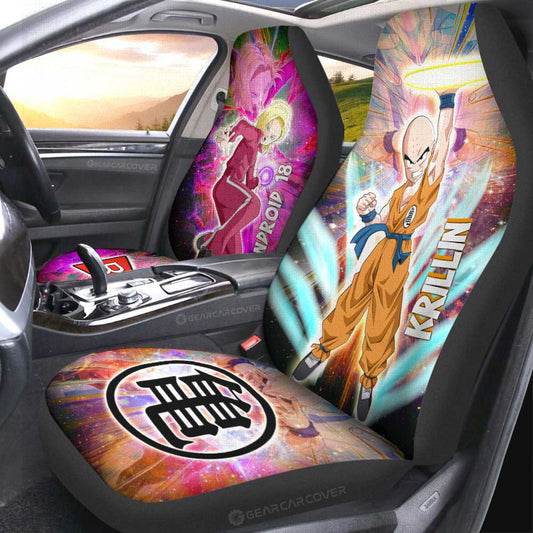 Krillin And Android 18 Car Seat Covers Custom Dragon Ball Anime Car Accessories - Gearcarcover - 1