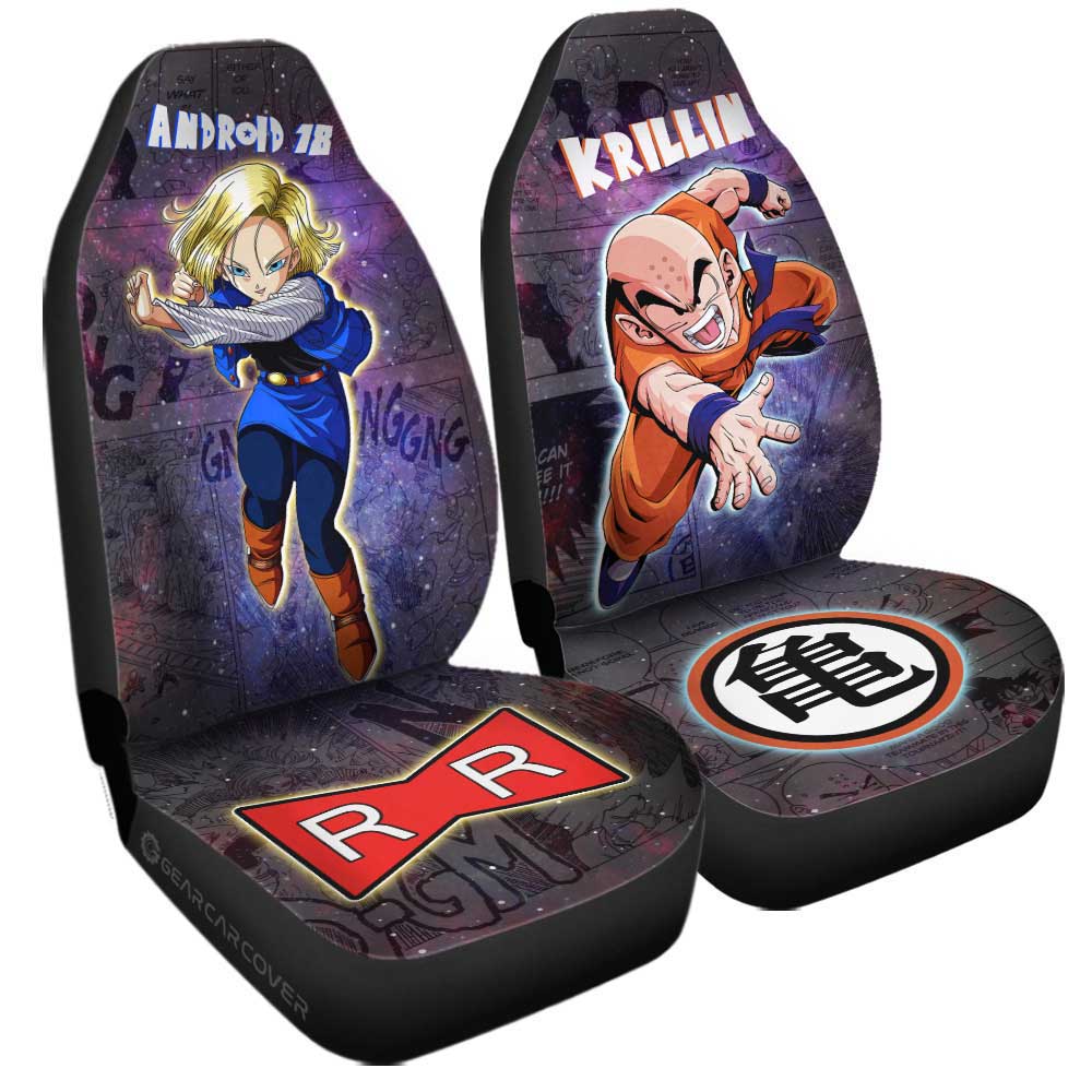 Krillin And Android 18 Car Seat Covers Custom Galaxy Style Car Accessories - Gearcarcover - 3