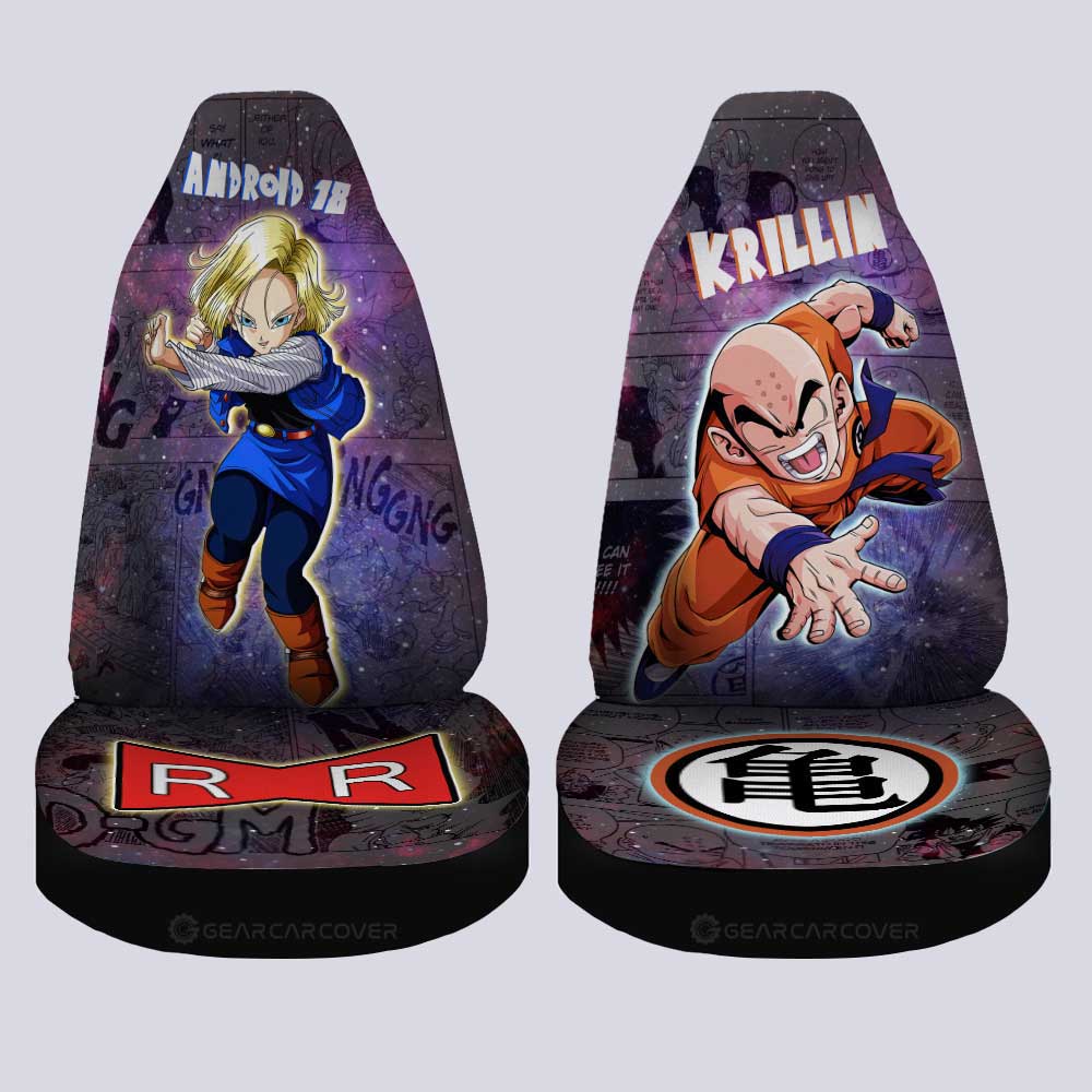 Krillin And Android 18 Car Seat Covers Custom Galaxy Style Car Accessories - Gearcarcover - 4