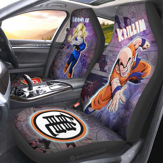 Krillin And Android 18 Car Seat Covers Custom Galaxy Style Dragon Ball Anime Car Accessories - Gearcarcover - 2