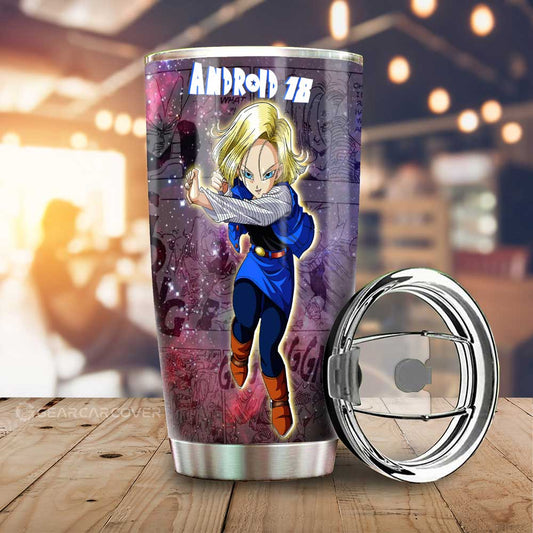 Krillin And Android 18 Tumbler Cup Custom Car Accessories Galaxy Style - Gearcarcover - 2