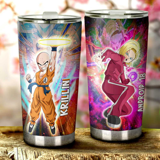 Krillin And Android 18 Tumbler Cup Custom Car Accessories - Gearcarcover - 1