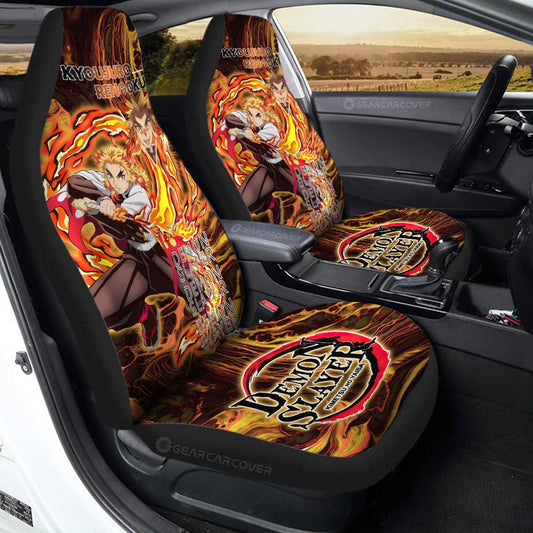 Kyoujuro Rengoku Car Seat Covers Custom Demon Slayer Car Accessories For Fans - Gearcarcover - 1