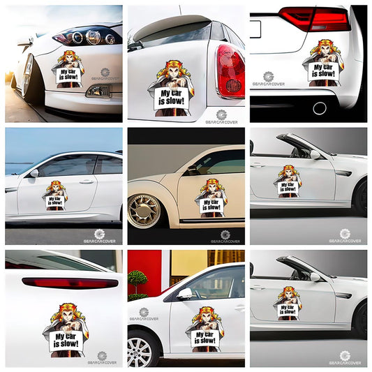 Kyoujurou Rengoku Car Sticker Custom My Car Is Slow Funny - Gearcarcover - 2