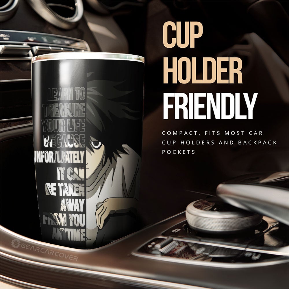 L Lawliet Quotes Tumbler Cup Custom Death Note Car Accessories - Gearcarcover - 2