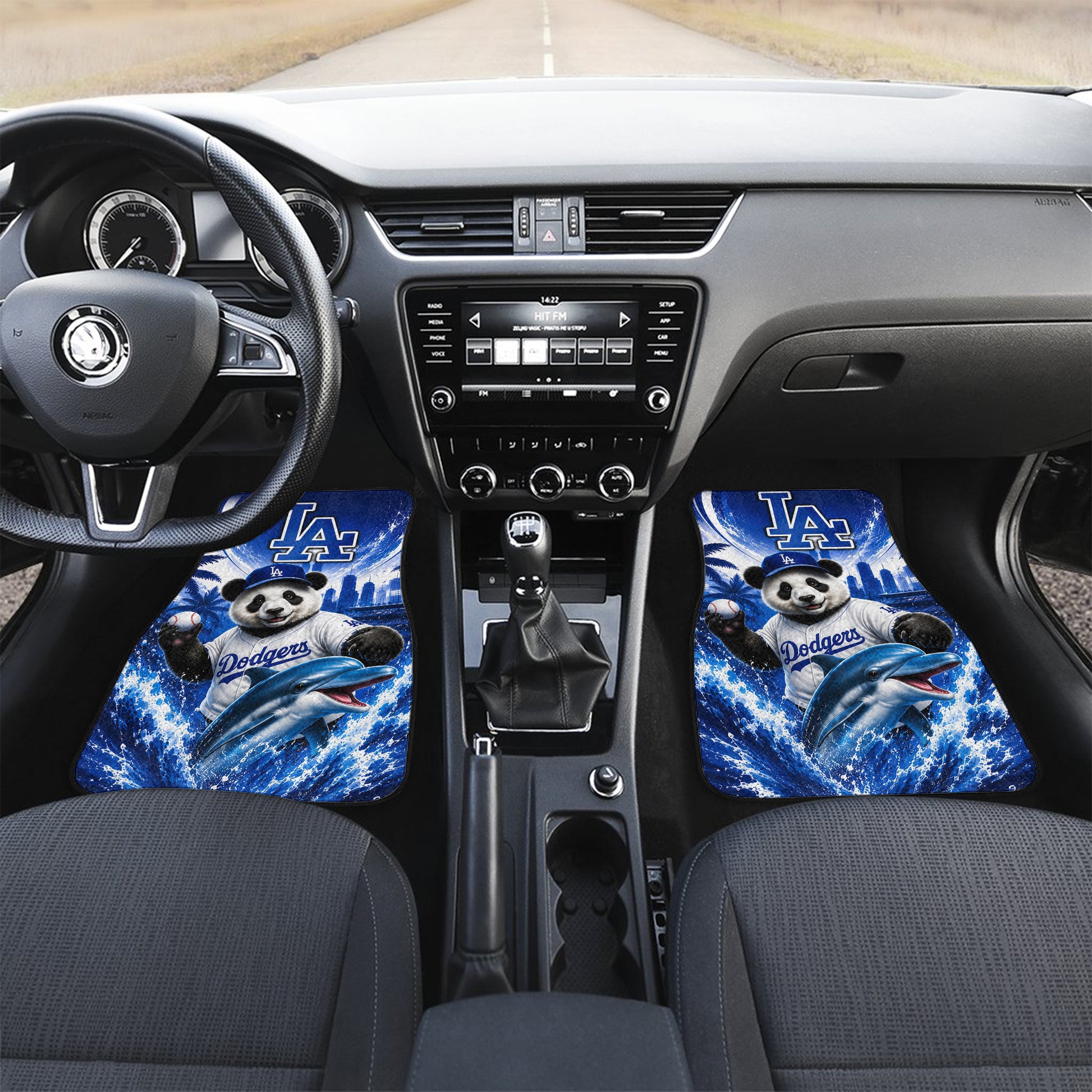 LA Dodgers Mix Panda and Dolphin Car Floor Mats Custom Car Accessories - Gearcarcover - 1