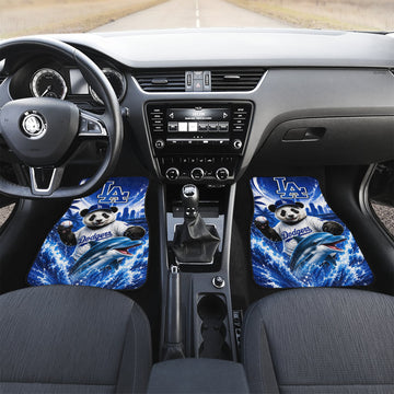 LA Dodgers Mix Panda and Dolphin Car Floor Mats Custom Car Accessories - Gearcarcover - 1