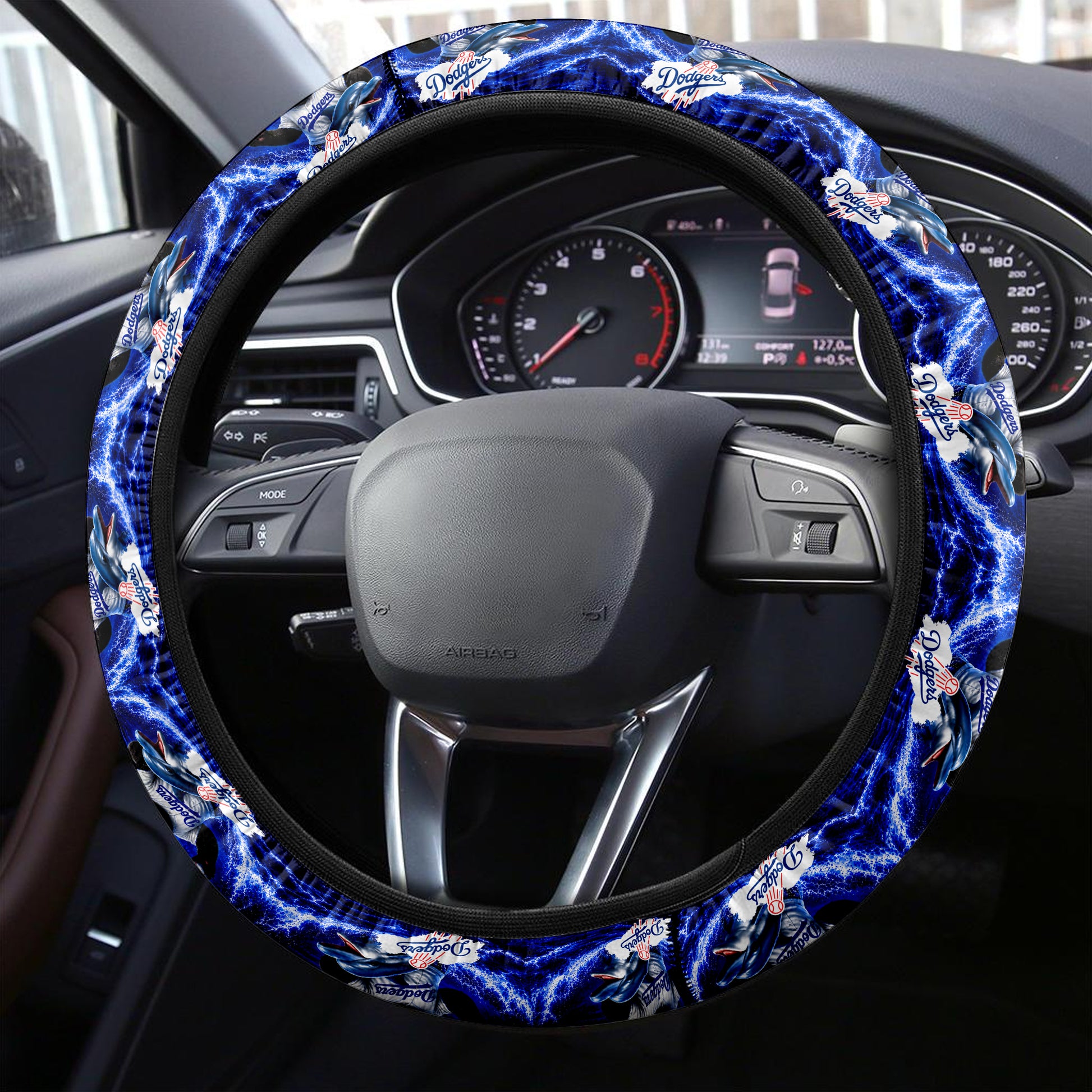 LA Dodgers Mix Panda and Dolphin Steering Wheel Cover Custom Car Accessories - Gearcarcover - 2