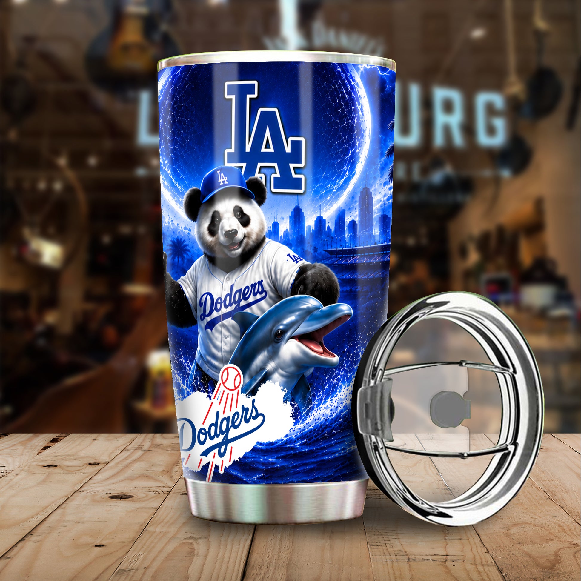 LA Dodgers Mix Panda and Dolphin Tumbler Cup - Gearcarcover - 2